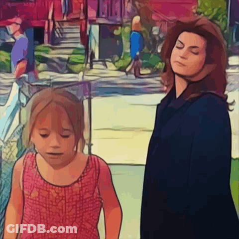 Cartoon Woman And Little Girl GIF