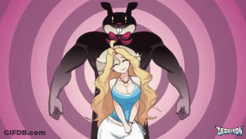 Cartoon Woman And Rabbit With Derpikon GIF