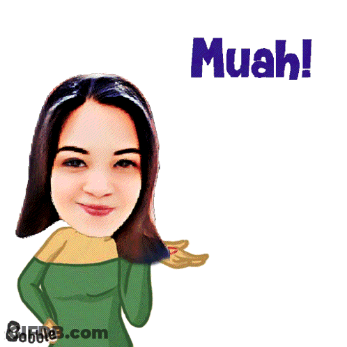 Cartoon Woman Blowing Kiss Muah GIF