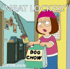 Cartoon Woman Carrying Bag Of Dog Chow GIF