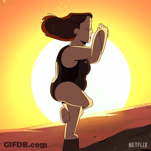 Cartoon Woman Doing Yoga With Netflix GIF