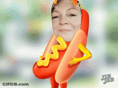 Cartoon Woman Dressed As Hot Dog GIF