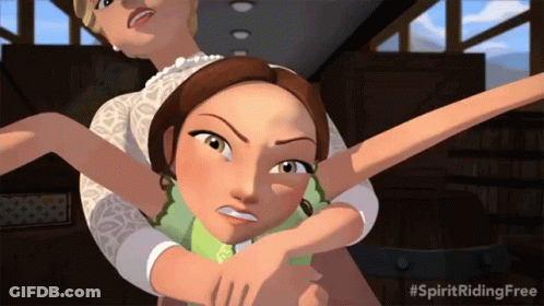 Cartoon Woman Holding Another Woman #SpiritRidingFree GIF