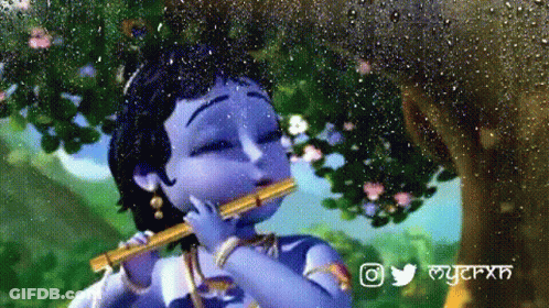 Cartoon Woman Holding Baby Krishna With Krishna Janmashtami GIF