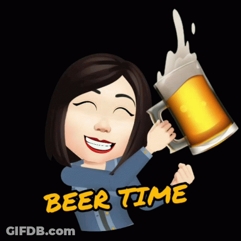 Cartoon Woman Holding Beer Mug With Beer Time GIF