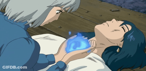 Cartoon Woman Holding Blue Object GIF