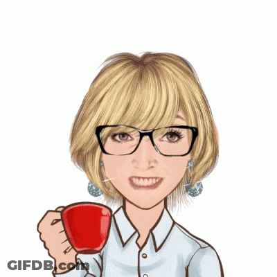 Cartoon Woman Holding Coffee Waving Good Morning GIF