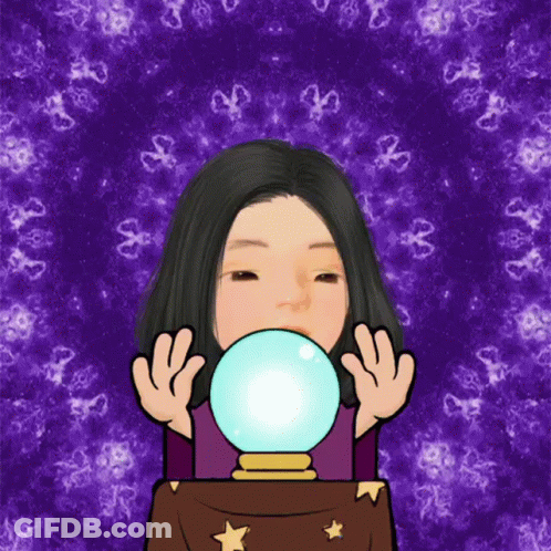 Cartoon Woman Holding Crystal Ball GIF