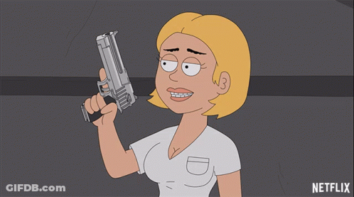 Cartoon Woman Holding Gun Netflix GIF