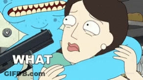 Cartoon Woman Holding Gun Saying What GIF