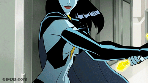 Cartoon Woman Holding Lightning Bolt GIF