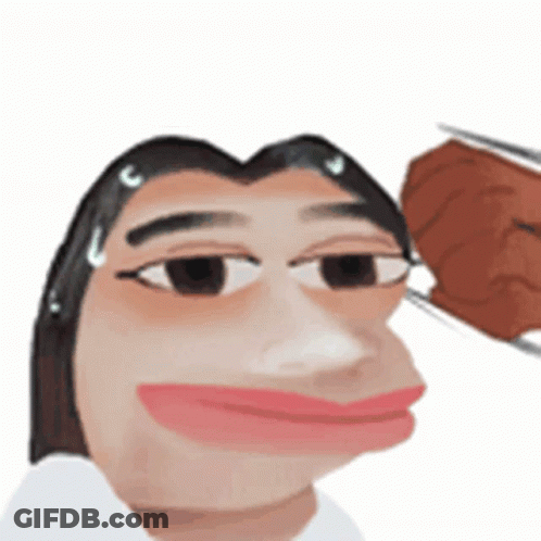 Cartoon Woman Holding Meat On Head GIF