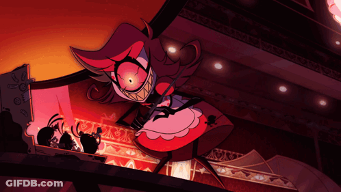 Cartoon Woman Holding Microphone In Dark Room GIF