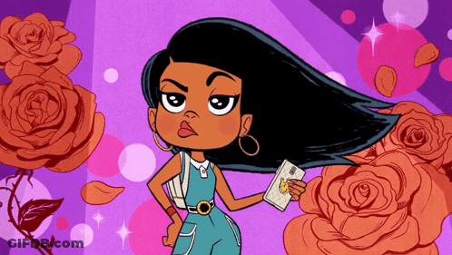 Cartoon Woman Holding Phone GIF