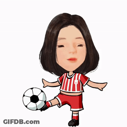 Cartoon Woman Holding Soccer Ball GIF