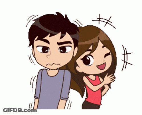 Cartoon Woman Hugging Man GIF