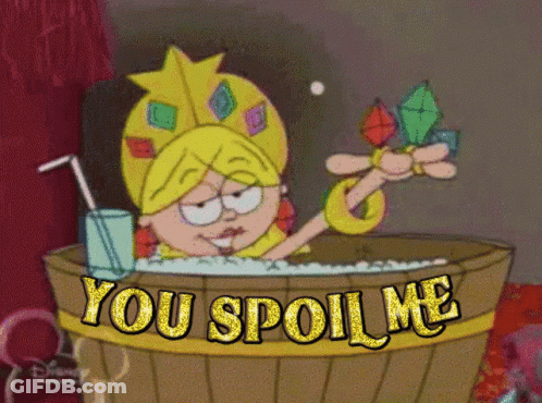 Cartoon Woman In Bathtub Saying You Spoil Me GIF