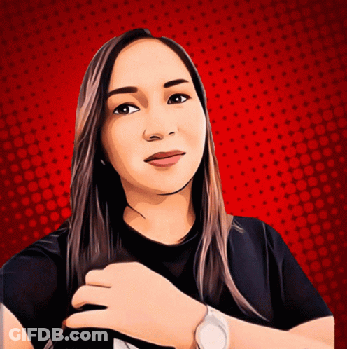 Cartoon Woman In Black Shirt With White Watch GIF