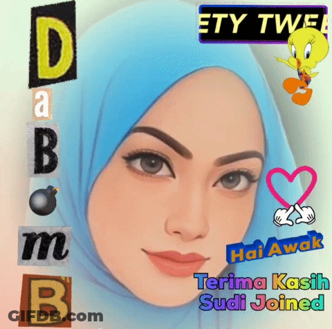 Cartoon Woman In Blue Hijab Terima Kasih Sudi Joined GIF