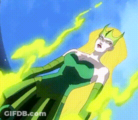 Cartoon Woman In Green Dress And Gloves GIF