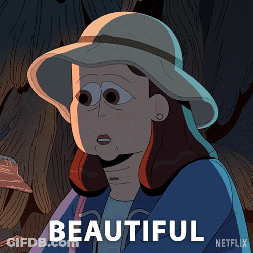 Cartoon Woman In Hat With Beautiful Below Her GIF