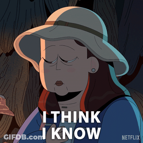 Cartoon Woman In Hat With I Think I Know GIF