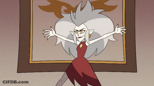 Cartoon Woman In Red Dress Arms Outstretched GIF