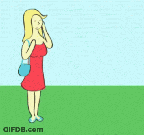 Cartoon Woman In Red Dress Talking On Phone GIF