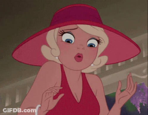 Cartoon Woman In Red Hat And Dress GIF