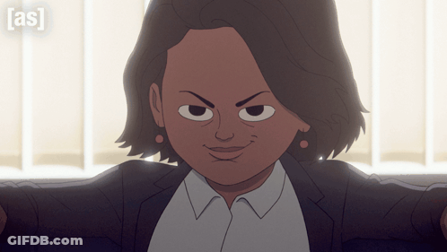 Cartoon Woman In Suit And White Shirt As GIF