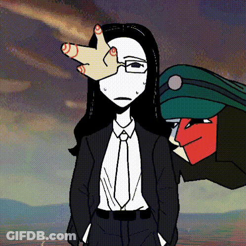 Cartoon Woman In Suit With Hand On Face GIF