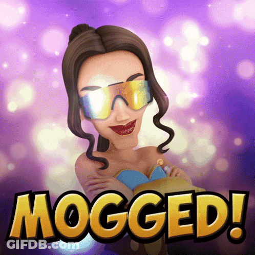 Cartoon Woman In Sunglasses Mogged GIF