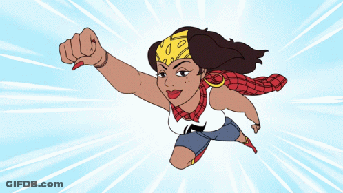 Cartoon Woman In Superhero Outfit GIF