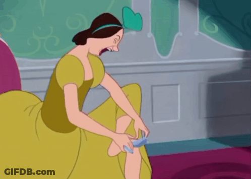 Cartoon Woman In Yellow Dress And Blue Bow GIF
