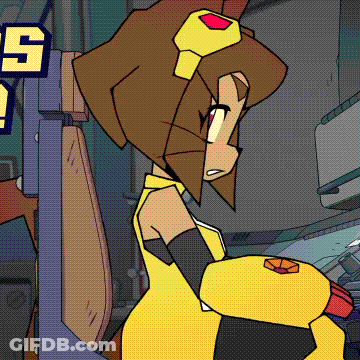Cartoon Woman In Yellow Outfit And Helmet GIF