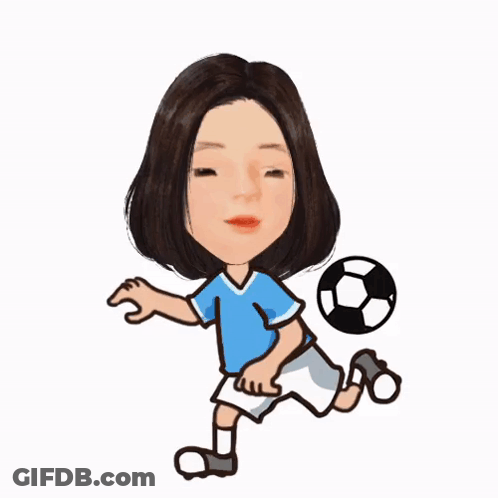 Cartoon Woman Kicking Soccer Ball GIF