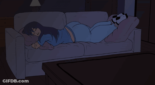 Cartoon Woman Laying On Couch With SD Watermark GIF