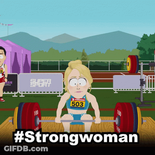 Cartoon Woman Lifting Barbell #Strongwoman GIF