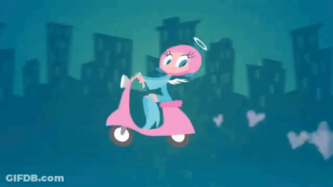 Cartoon Woman Riding Motorcycle GIF