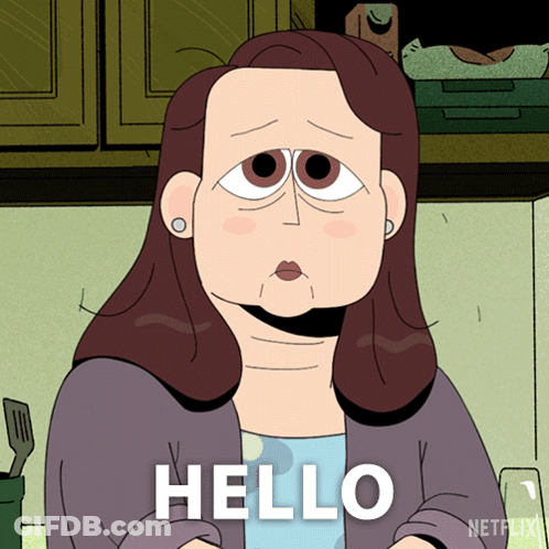Cartoon Woman Saying Hello With Netflix Logo GIF