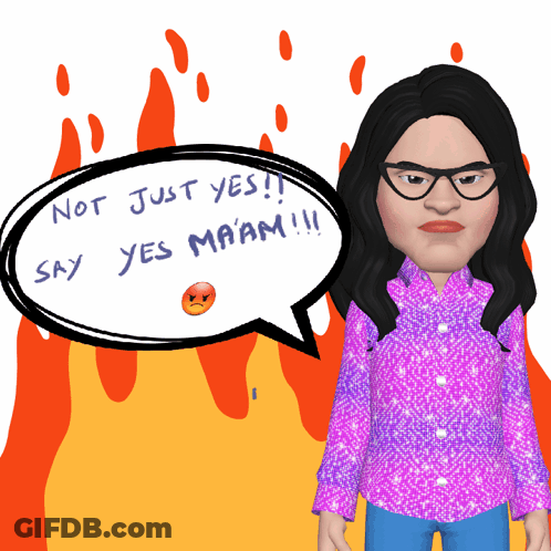 Cartoon Woman Saying Not Just Yes Say Yes Maam GIF
