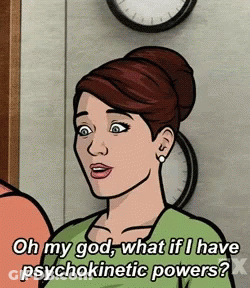 Cartoon Woman Saying Oh My God What If I Have Psychokinetic Powers GIF