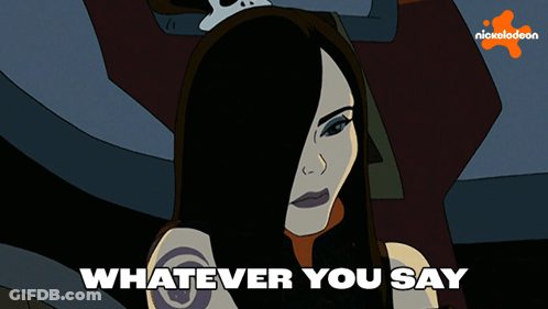 Cartoon Woman Saying Whatever You Say GIF