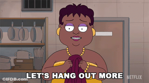Cartoon Woman Says Let's Hang Out More On Netflix GIF
