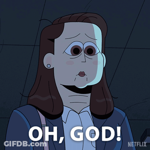 Cartoon Woman Says Oh God In White Letters GIF