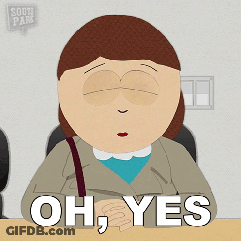 Cartoon Woman Sitting At Table Saying Oh Yes GIF