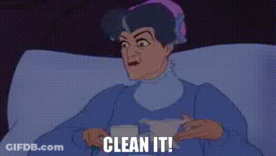 Cartoon Woman Sitting On Bed Clean It GIF
