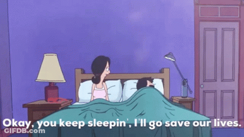 Cartoon Woman Sitting On Bed Saying Okay You Keep Sleepin GIF