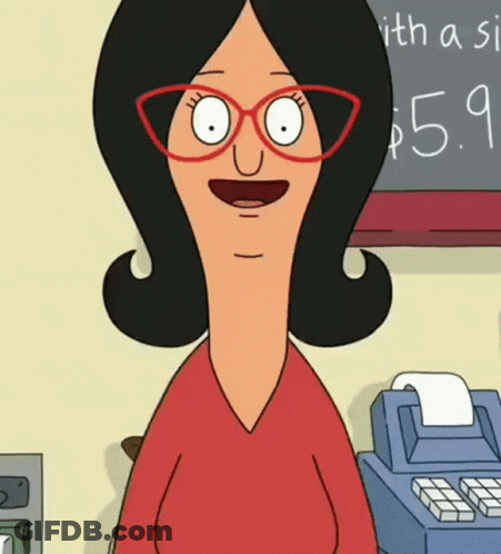 Cartoon Woman Smiling In Front Of Blackboard Saying $5.9 GIF