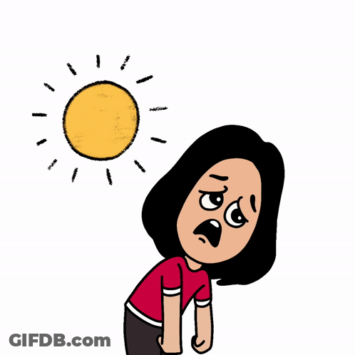 Cartoon Woman Sticking Tongue Out With Sun Behind GIF